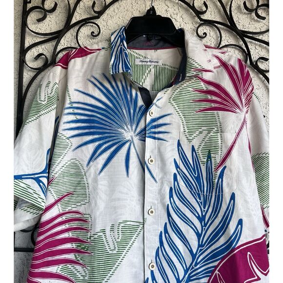 Tommy Bahamas Deco Palmetto Silk Camp Shirt - Large - Multicolored - Picture 3 of 7